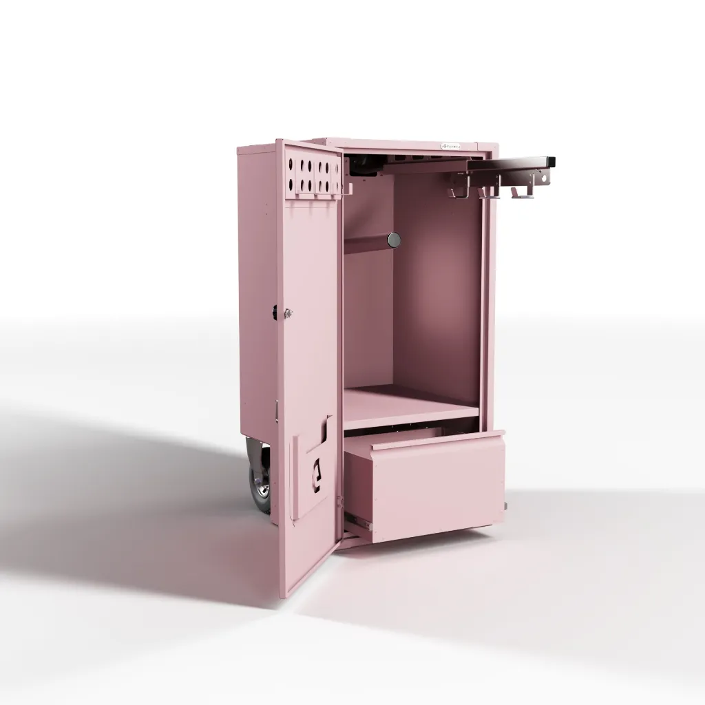 RiderBox XS Alu Coffre 3015 Rose Clair Ouvert.webp
