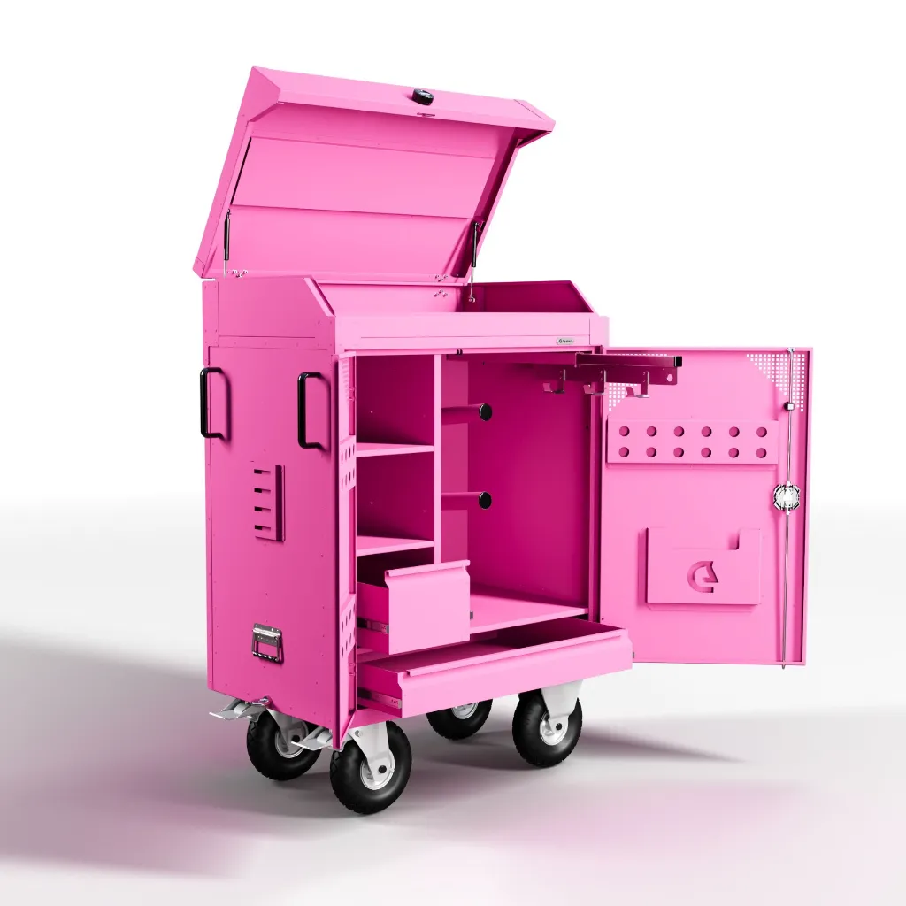 RiderBox S Alu Coffre 4010 Rose télémagenta Ouvert.webp
