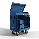 RiderBox M Alu Signature avec coffre 5011 Bleu acier Ouvert.webp