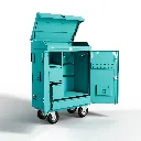 RiderBox M Alu avec coffre 5018 Bleu Turquoise Ouvert.webp