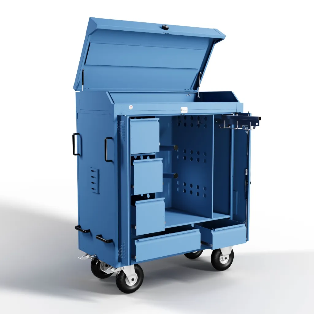RiderBox L Alu Signature avec coffre 5023 Bleur Ouvert.webp