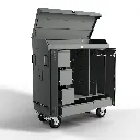 RiderBox XL Alu Signature avec coffre 7005 Gris Souris Ouvert.webp